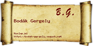 Bodák Gergely névjegykártya
